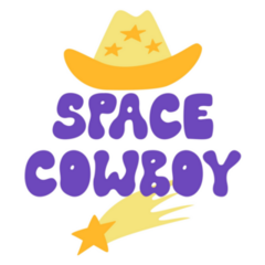 Space Cowboy Groovy Lettering Sticker