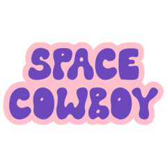 Space Cowboy Lettering On Pink Sticker