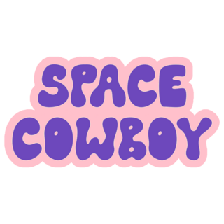 Space Cowboy Lettering On Pink Sticker