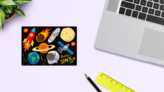 Space Doodle Sticker Sheet on a Desk (New) example