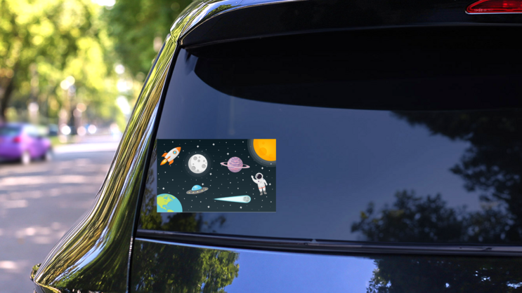 Space Elements Rectangle Sticker on a Rear Car Window (New) example