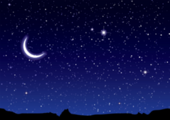 Space Landscape Crescent Moon Sticker