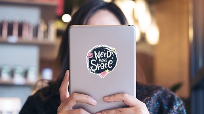 Space Sticker Applied to a Tablet