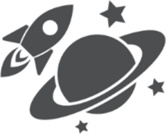 Spaceship Orbiting Saturn Sticker