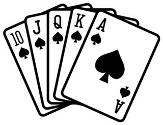 Spade Royal Straight Flush Poker Hand Sticker