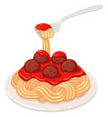 Spaghetti With Tomato Sauce And Meatballs Sticker
