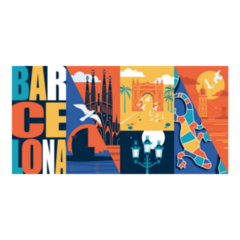 Spain, Catalonia Travel Postcard Sticker