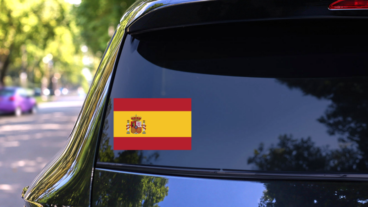 Spain Flag Sticker on a Rear Car Window (New) example