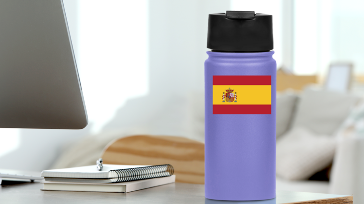 Spain Flag Sticker on a Water Bottle (New) example