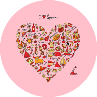 Spain Love  Art Heart Shape Sticker