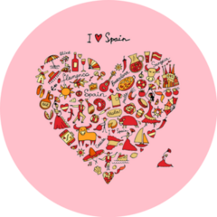 Spain Love  Art Heart Shape Sticker
