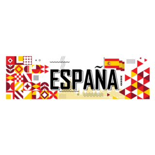 Spain National Day Banner Modern Geometric Sticker