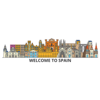 Spain Skyline, Spanish Flat Cityscape Sticker