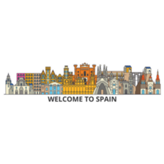 Spain Skyline, Spanish Flat Cityscape Sticker