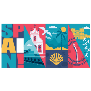 Spain Skyline Travel Concept MOdern Sticker