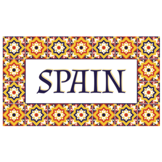 Spain Typography With Tiles Pattern Frame Sticker