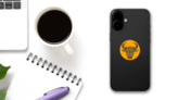 Spanish Bull With Mosaic Design Sticker on a Phone (New) example