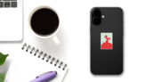 Spanish Flamenco Dancer, Wearing Elegant Red Dress Sticker on a Phone (New) example