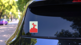 Spanish Flamenco Dancer, Wearing Elegant Red Dress Sticker on a Rear Car Window (New) example
