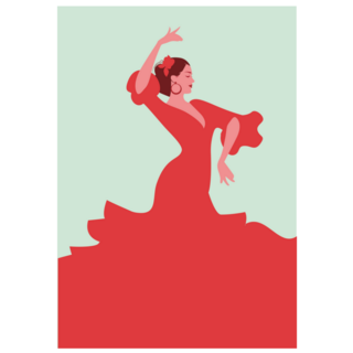 Spanish Flamenco Dancer, Wearing Elegant Red Dress Sticker