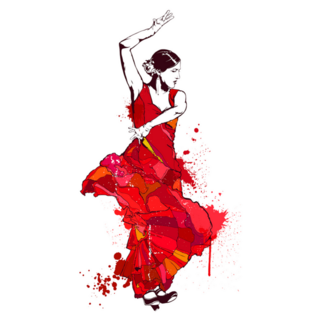 Spanish Girl In Red Dress Dances A Flamenco Sticker