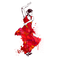 Spanish Girl In Red Dress Dances A Flamenco Sticker