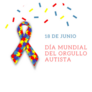 Spanish World Autism Awareness Day June 18 Ribbon Sticker