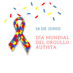 Spanish World Autism Awareness Day June 18 Ribbon Sticker