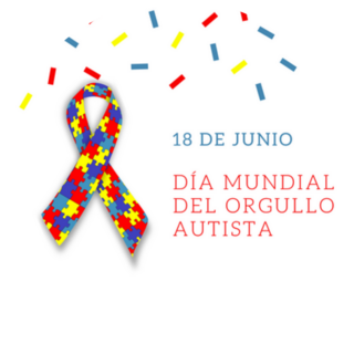 Spanish World Autism Awareness Day June 18 Ribbon Sticker