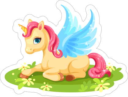 Sparkling Unicorn with Blue Wings Sticker