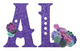 Sparkly Floral Purple Alabama Abbreviation Sticker