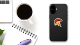 Spartan, Trojan, Corinthian Helmet Sticker on a Phone (New) example