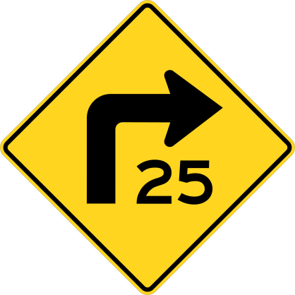 Speed 25 On Right Turn Sticker