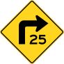 Speed 25 On Right Turn Sticker