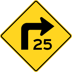 Speed 25 On Right Turn Sticker