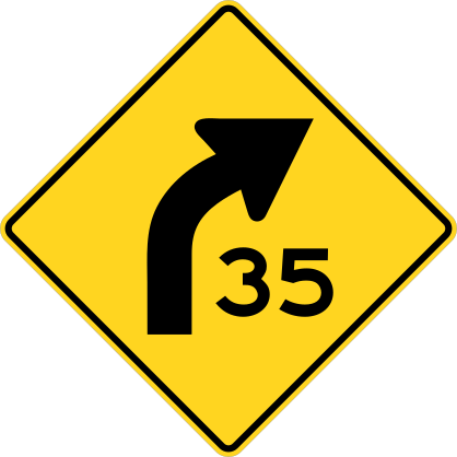 Speed 35 On Curve Right Sticker