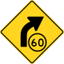 Speed 60 On Curve Right Sticker