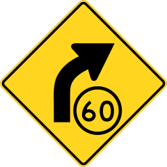 Speed 60 On Curve Right Sticker