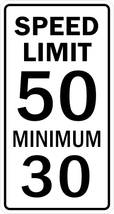 Speed Limit 50 Minimum 30 Sticker