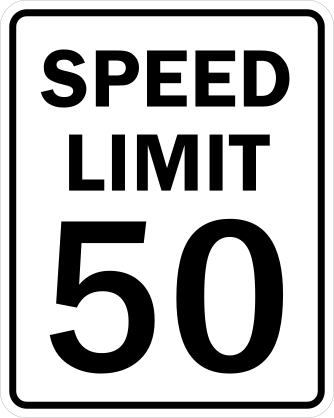 Speed Limit 50 Sticker