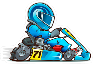 Speeding Cartoon Kart Racer Sticker