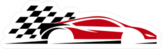 Speeding Race Car Logo With Flag Sticker