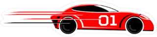 Speeding Race Car Vector Icon Sticker