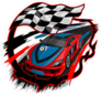 Speeding Racing Car Finish Line Sticker