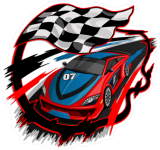 Speeding Racing Car Finish Line Sticker