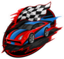Speeding Racing Car With Checkered Flag Sticker