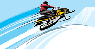 Speeding Snowmobile Cartoon Sticker