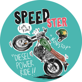 Speedster Slogan With Cartoon Motorcycle Sticker