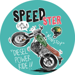 Speedster Slogan With Cartoon Motorcycle Sticker
