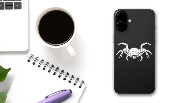 Spider Attacking Sticker on a Phone (New) example